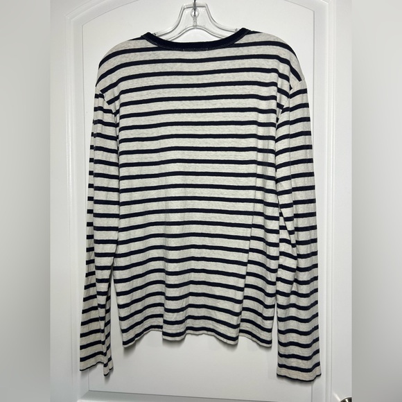 Buck Mason Striped Navy Grey Long Sleeve Top size Medium nautical preppy chic - Picture 2 of 11